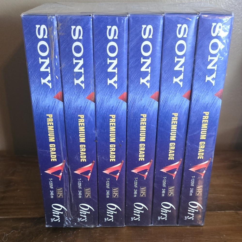 Sealed 6 Pack Sony VHS Tape T120